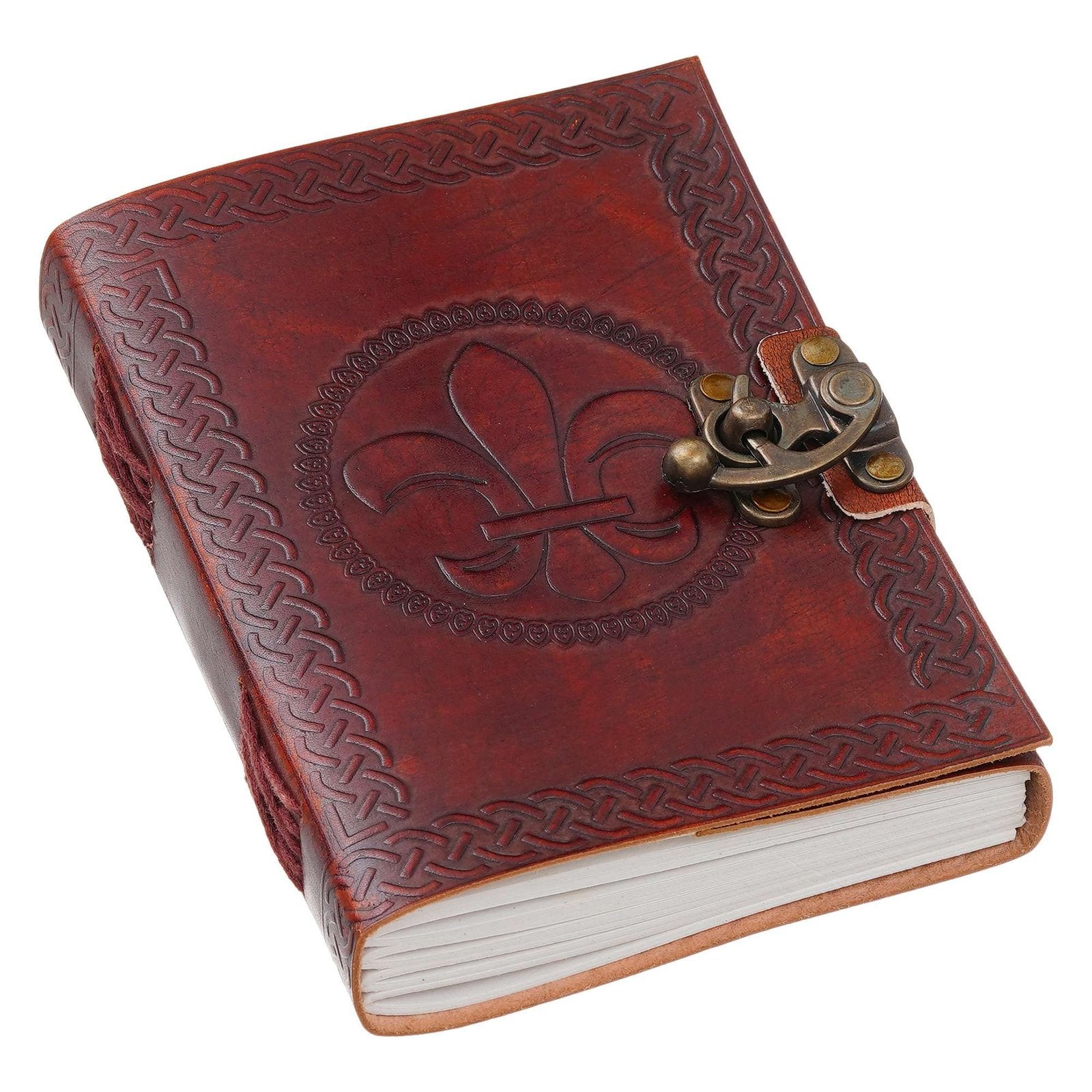 Vintage Handmade Genuine Leather Journal-Premium Antique Lock Closure-200 Handmade White Pages -5 - Navkar Handicrafts