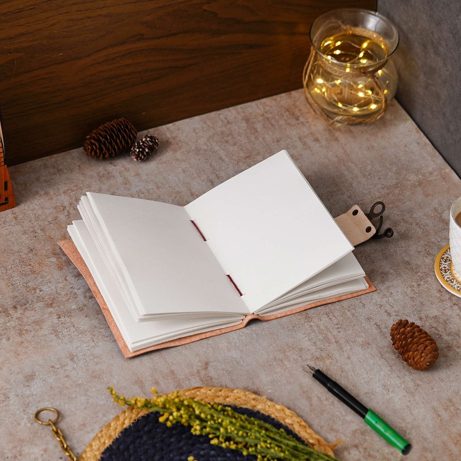 Vintage Handmade Genuine Leather Journal-Premium Antique Lock Closure-200 Handmade White Pages -2 - Navkar Handicrafts