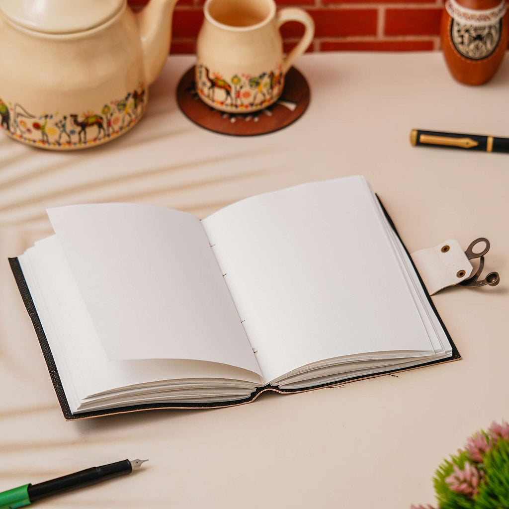 Vintage Handmade Genuine Leather Journal-Premium Antique Lock Closure-200 Handmade White Pages -34 - Navkar Handicrafts