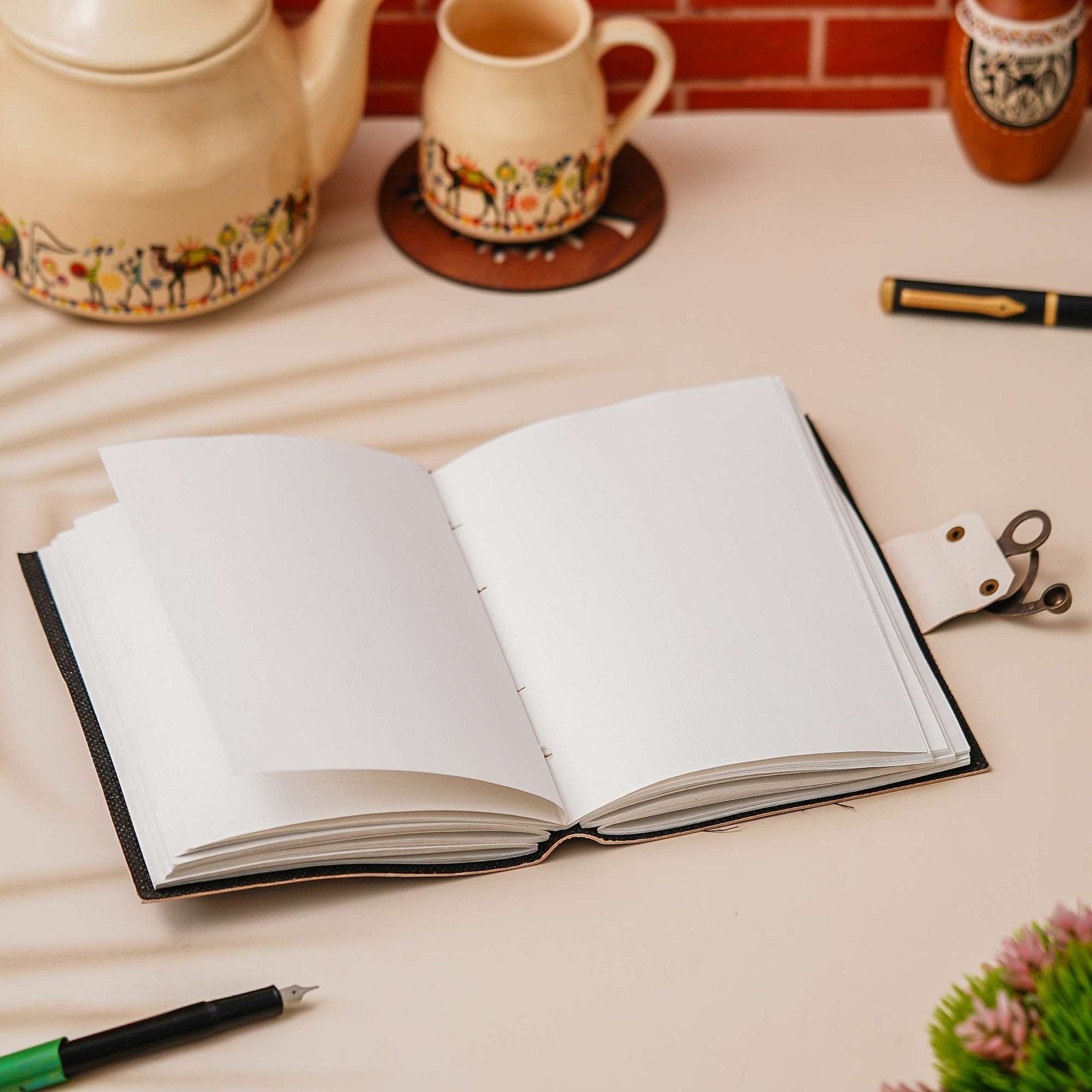 Vintage Handmade Genuine Leather Journal-Premium Antique Lock Closure-200 Handmade White Pages -34 - Navkar Handicrafts