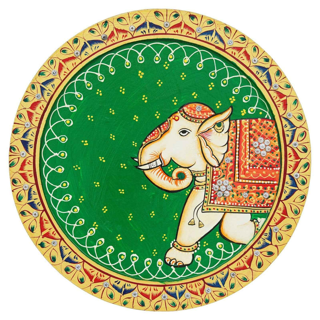 Sacred Cow Wooden Wall Plate-Devotional Pichwai Design (12x12 Inches)