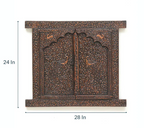 Handcrafted Wooden Wall Window Frame with Doors-28-24 Inches-Hand-Painted Traditional Art for Home Decor
