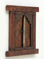 Handcrafted Wooden Wall Window Frame with Doors-23-18 in-Traditional Hand-Painted Home Decor Panel - Navkar Handicrafts