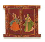 Rajasthani Hand-Painted Wooden Wall Window Frame-Traditional Couple Artwork-23-14 in-Home Decor Panel