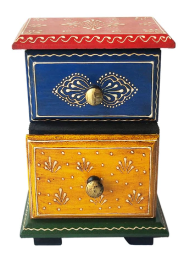 Hand-Painted Wooden Storage Chest