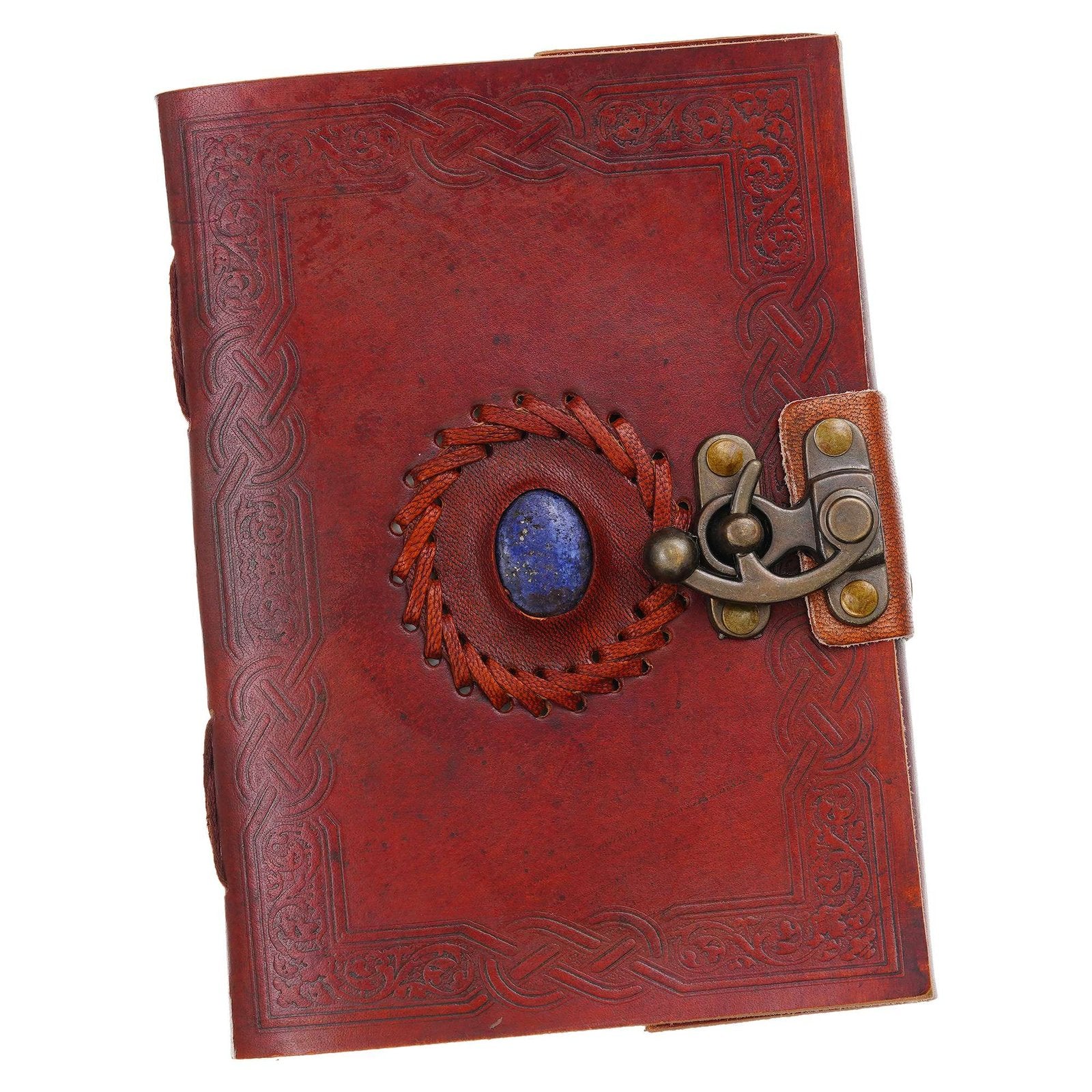 Vintage Handmade Genuine Leather Journal-Premium Antique Lock Closure-200 Handmade White Pages -3 - Navkar Handicrafts
