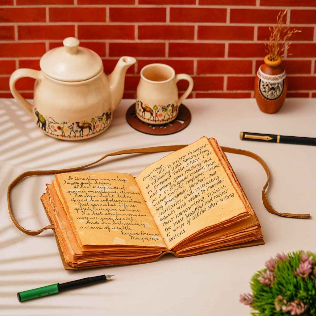 Handmade Printed Cardboard Journal Diary with Buckle Lock-200 Pages Notepad For Men and Women -15