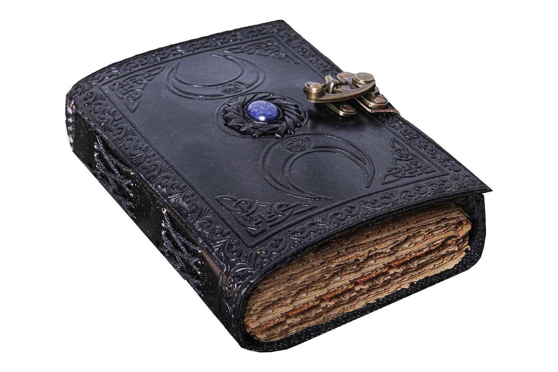 Genuine Leather Diary-Vintage Handmade Leather Journal-Premium Antique LOCK Closure-200 Handmade Deckle Edge Antique Pages -9