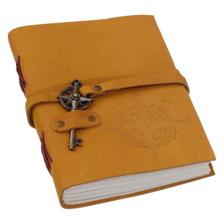 Vintage Handmade Genuine Leather Journal-Premium Antique Key Closure-200 Handmade White Pages -1