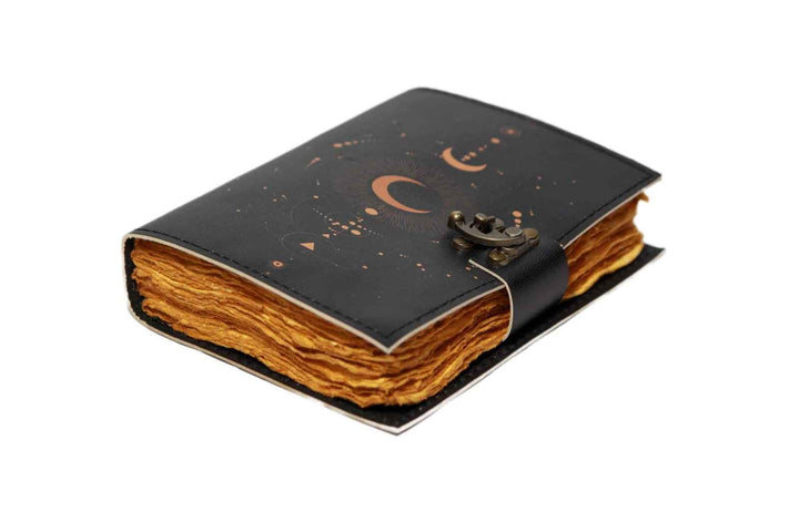 Genuine Leather Diary-Vintage Handmade Leather Journal-Premium Antique LOCK Closure-200 Handmade Deckle Edge Antique Pages -14
