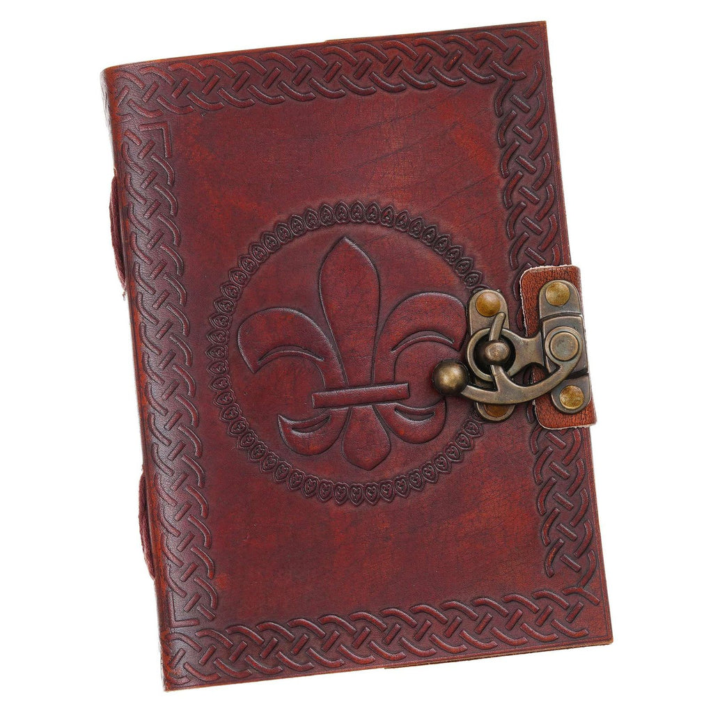 Vintage Handmade Genuine Leather Journal-Premium Antique Lock Closure-200 Handmade White Pages -5 - Navkar Handicrafts