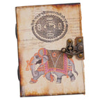 Vintage Handmade Genuine Leather Journal-Premium Antique Lock Closure-200 Handmade Brown Pages -11