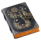 Vintage Handmade Genuine Leather Journal-Premium Antique Lock Closure-200 Handmade Brown Pages -1