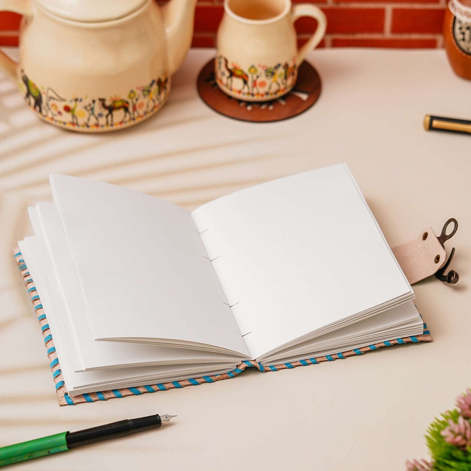 Vintage Handmade Genuine Leather Journal-Premium Antique Lock Closure-200 Handmade White Pages -29 - Navkar Handicrafts