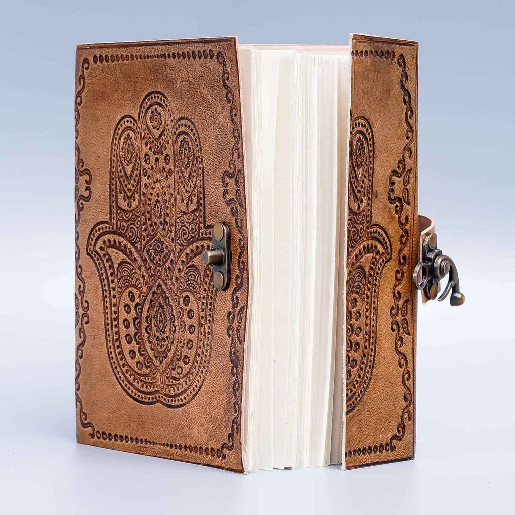 Leather Journal Diary with metal lock vintage Journal handmade 200 pages white unruled|travel Diary|personal journal -5