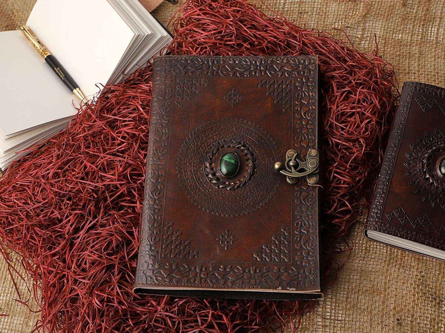 Leather Journal Diary with metal lock vintage Journal handmade 200 pages white unruled|travel Diary|personal journal -19