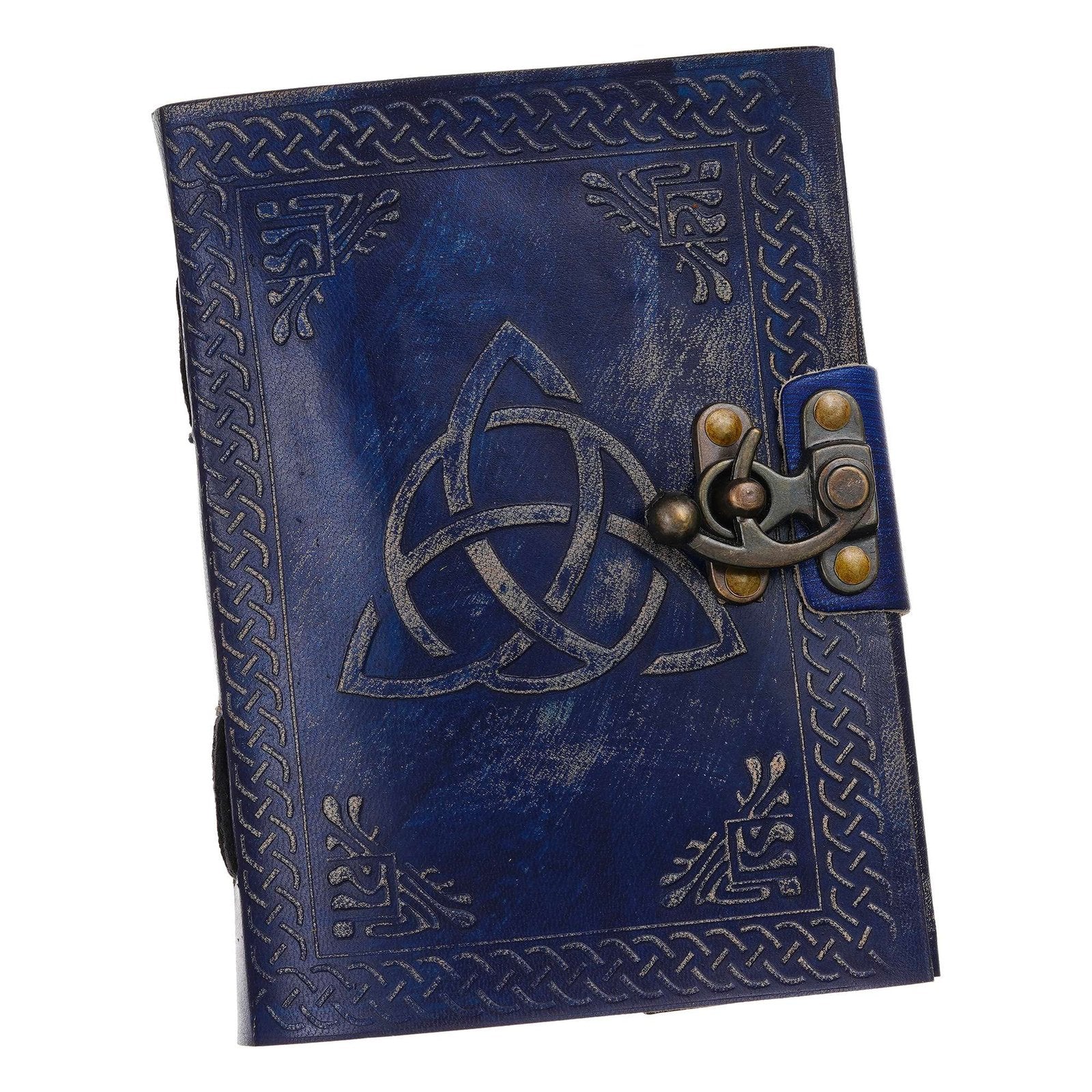 Vintage Handmade Genuine Leather Journal-Premium Antique Lock Closure-200 Handmade White Pages -17 - Navkar Handicrafts