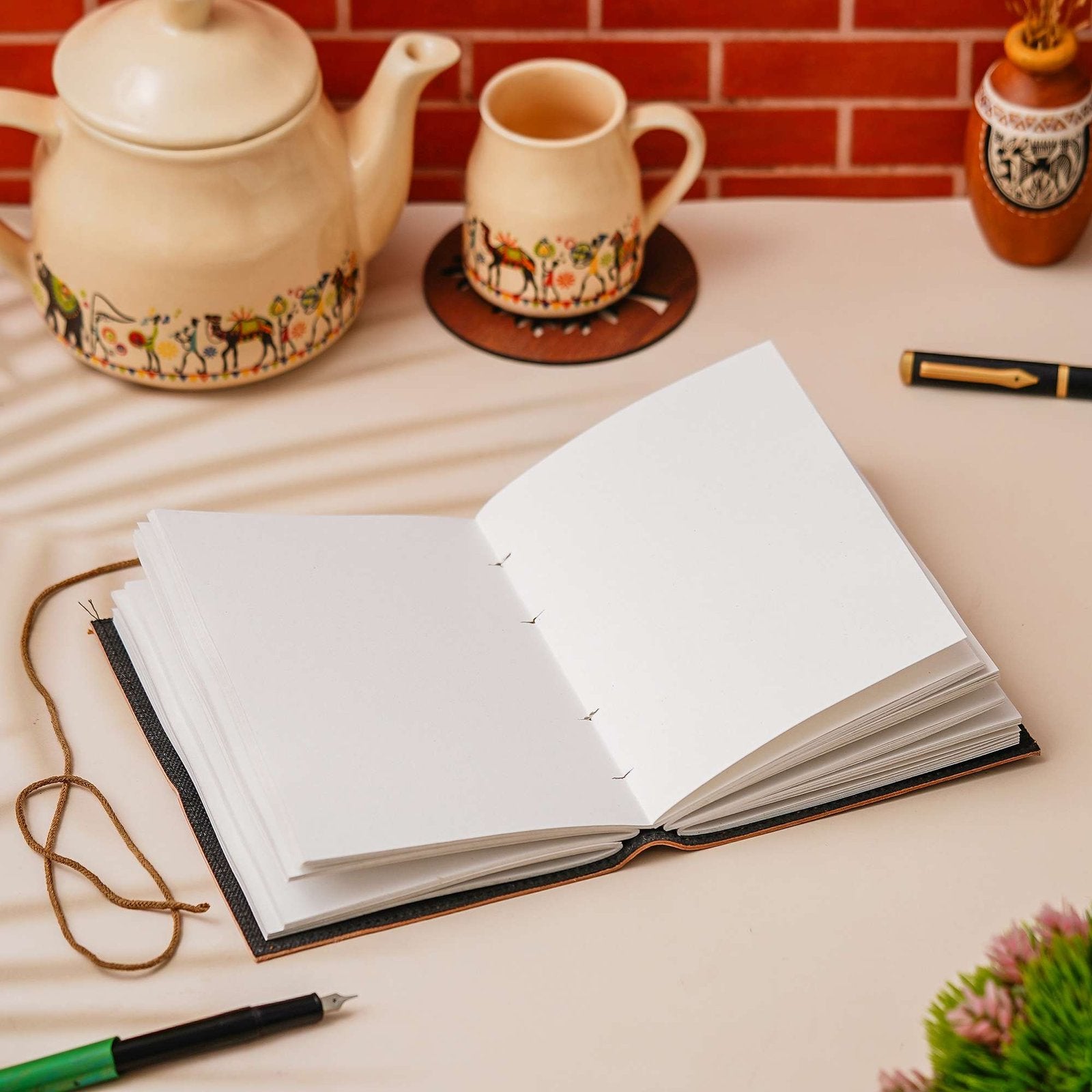 Vintage Handmade Genuine Leather Journal-Premium Antique String Closure-200 Handmade White Pages -3 - Navkar Handicrafts