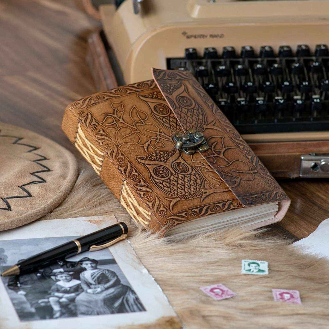 Leather Journal Diary with metal lock vintage Journal handmade 200 pages white unruled|travel Diary|personal journal -3