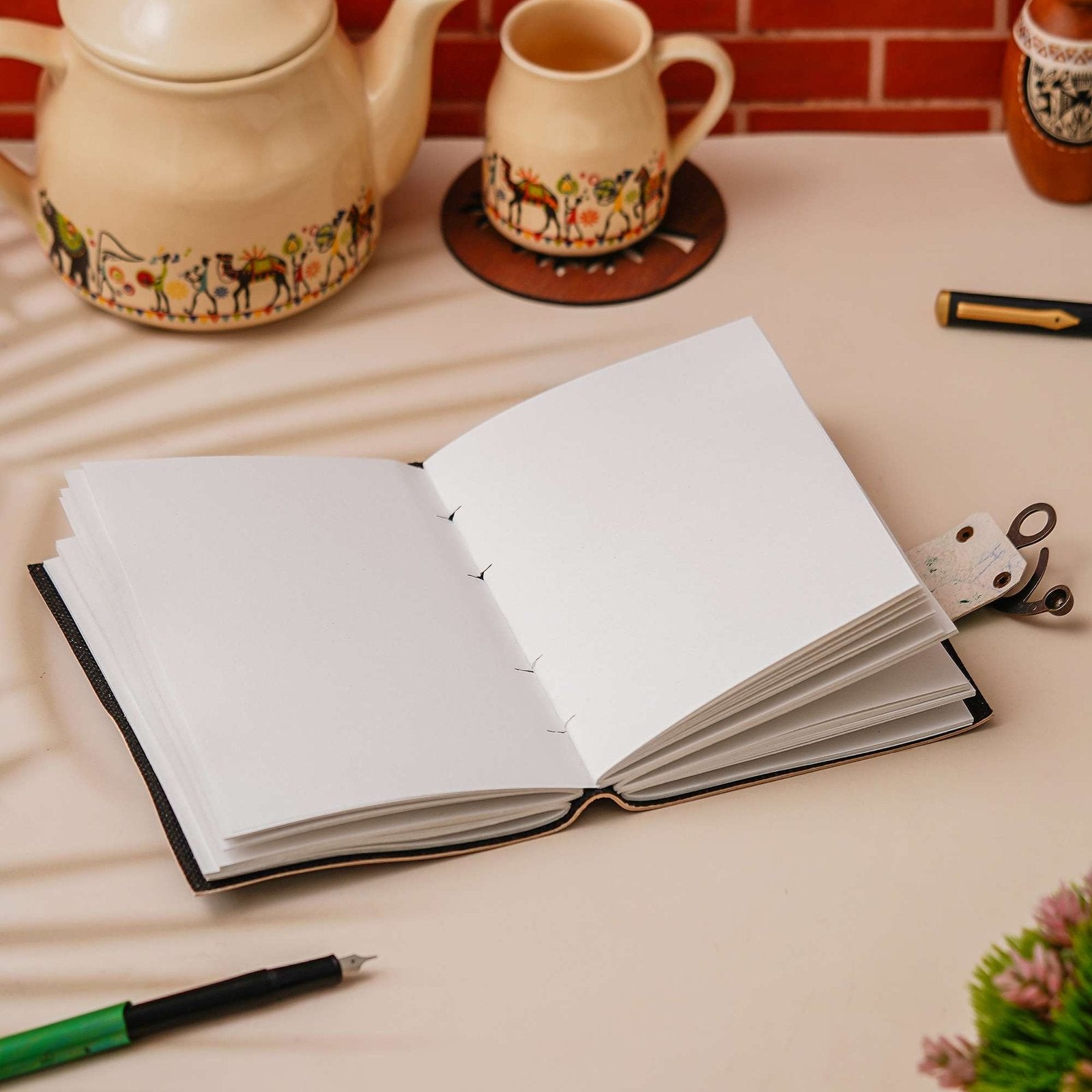 Vintage Handmade Genuine Leather Journal-Premium Antique Lock Closure-200 Handmade White Pages -22 - Navkar Handicrafts