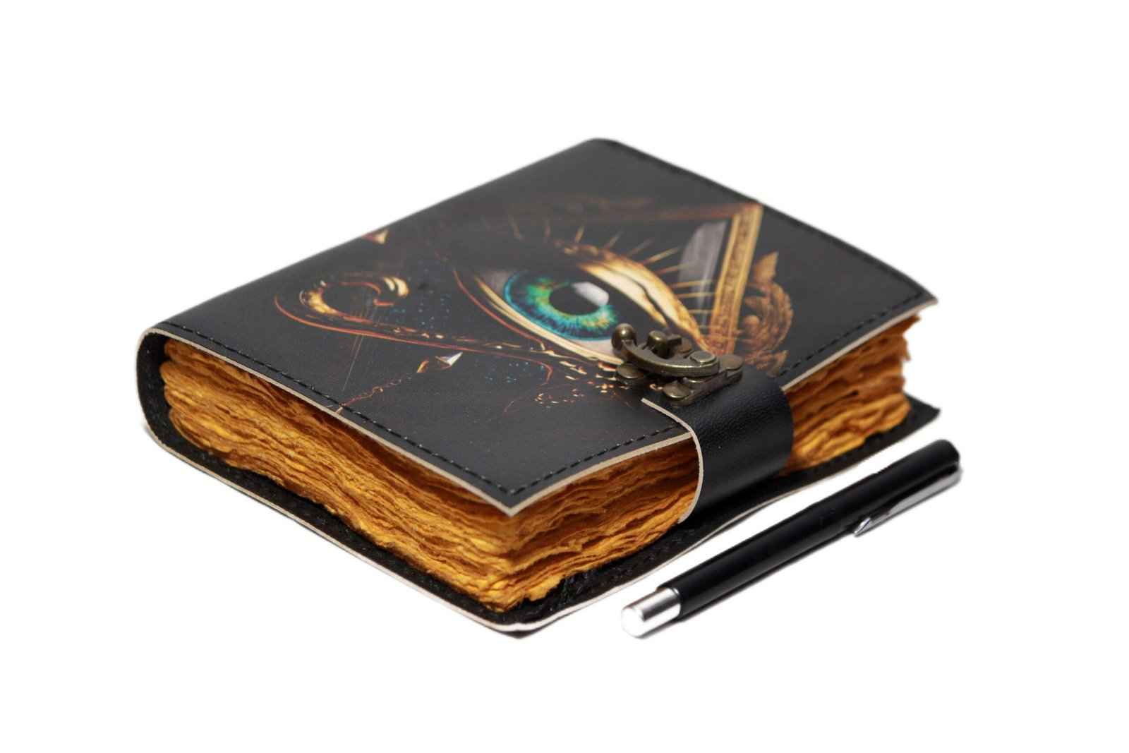 Genuine Leather Diary-Vintage Handmade Leather Journal-Premium Antique LOCK Closure-200 Handmade Deckle Edge Antique Pages -15