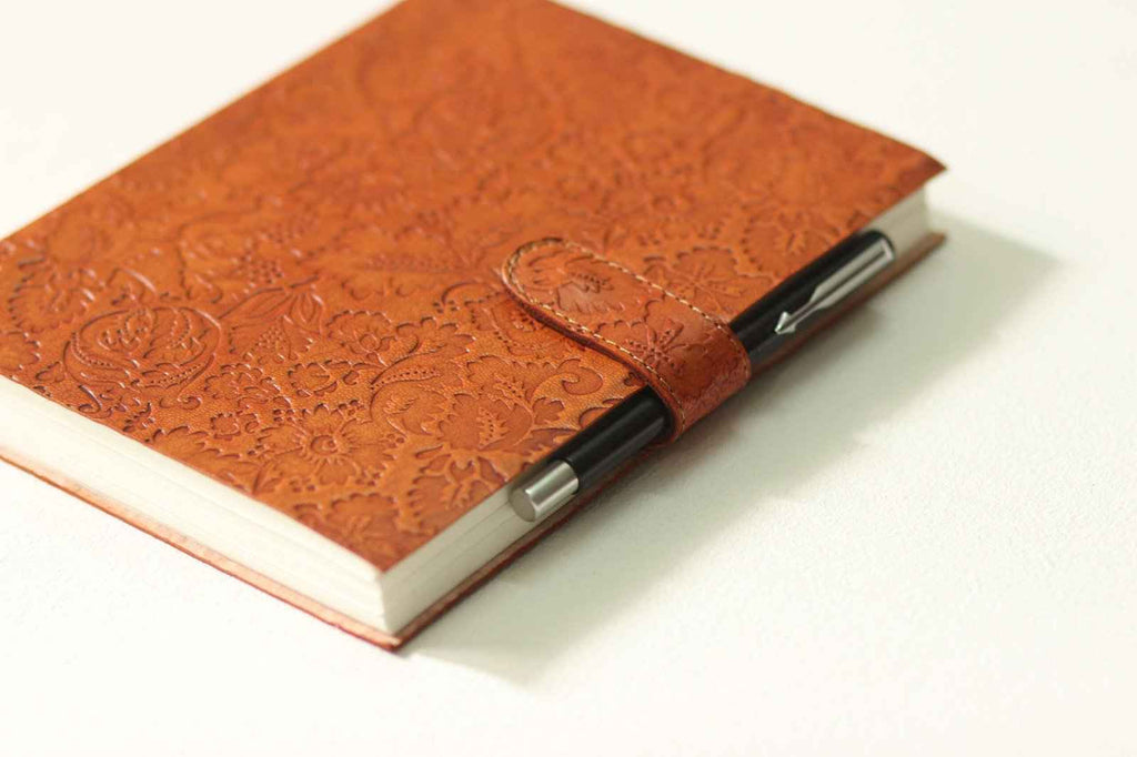 Vintage Handmade Genuine Leather Journal-Premium Antique button Closure-200 Handmade White Pages -4