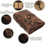 Genuine Leather Diary-Vintage Handmade Leather Journal-Premium Antique Key Closure-200 Handmade Deckle Edge Antique Pages