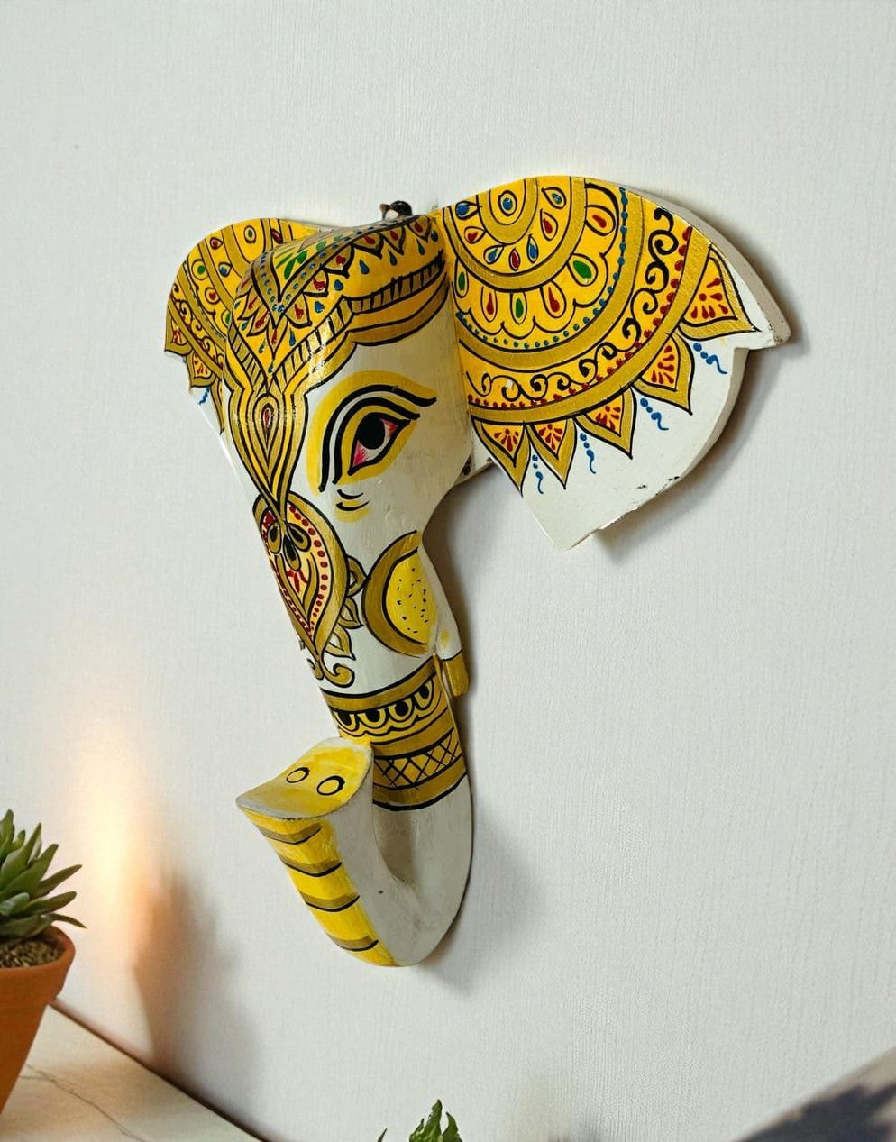 Wooden Elephant Head Wall Art