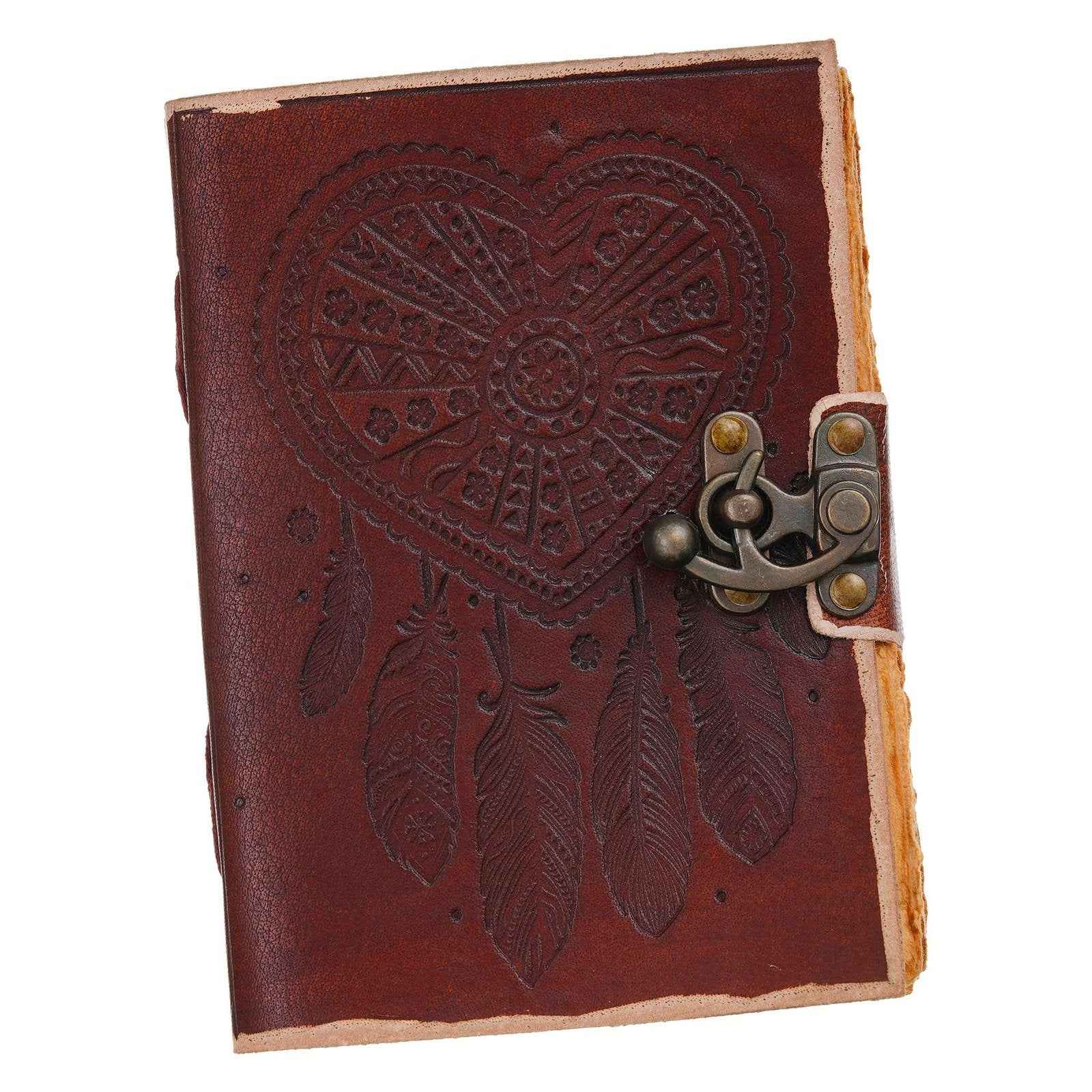 Vintage Handmade Genuine Leather Journal-Premium Antique Lock Closure-200 Handmade Brown Pages -6