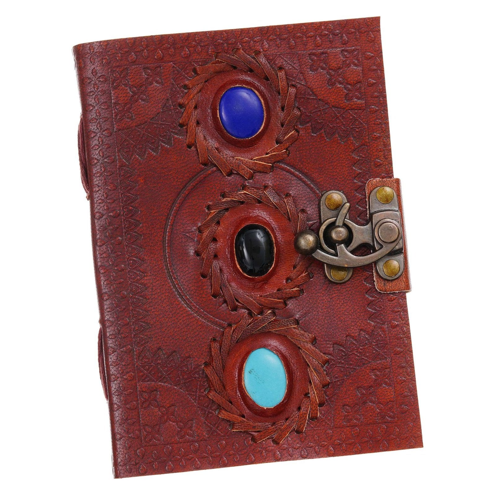 Vintage Handmade Genuine Leather Journal-Premium Antique Lock Closure-200 Handmade White Pages -2 - Navkar Handicrafts