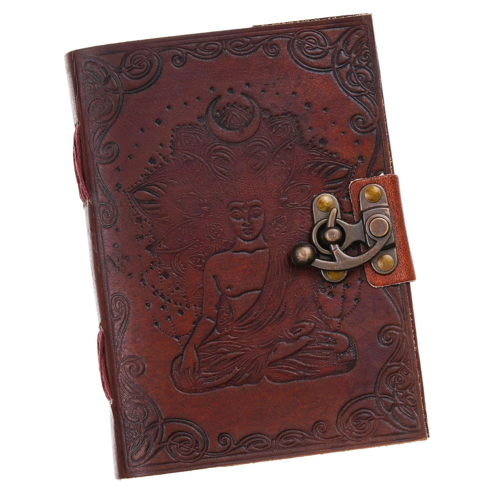 Vintage Handmade Genuine Leather Journal-Premium Antique Lock Closure-200 Handmade White Pages -14 - Navkar Handicrafts