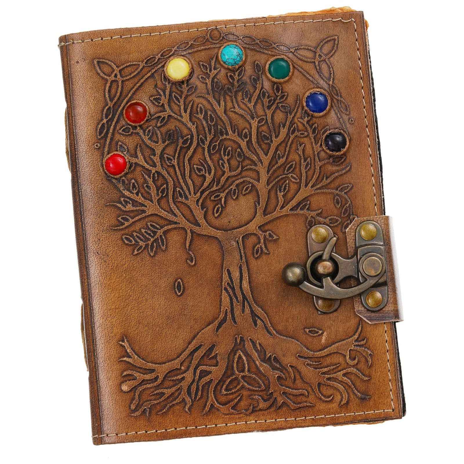 Vintage Handmade Genuine Leather Journal-Premium Antique Lock Closure-200 Handmade Brown Pages -4