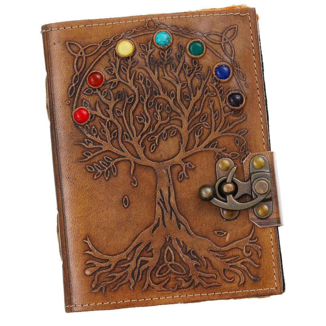 Vintage Handmade Genuine Leather Journal-Premium Antique Lock Closure-200 Handmade Brown Pages -4