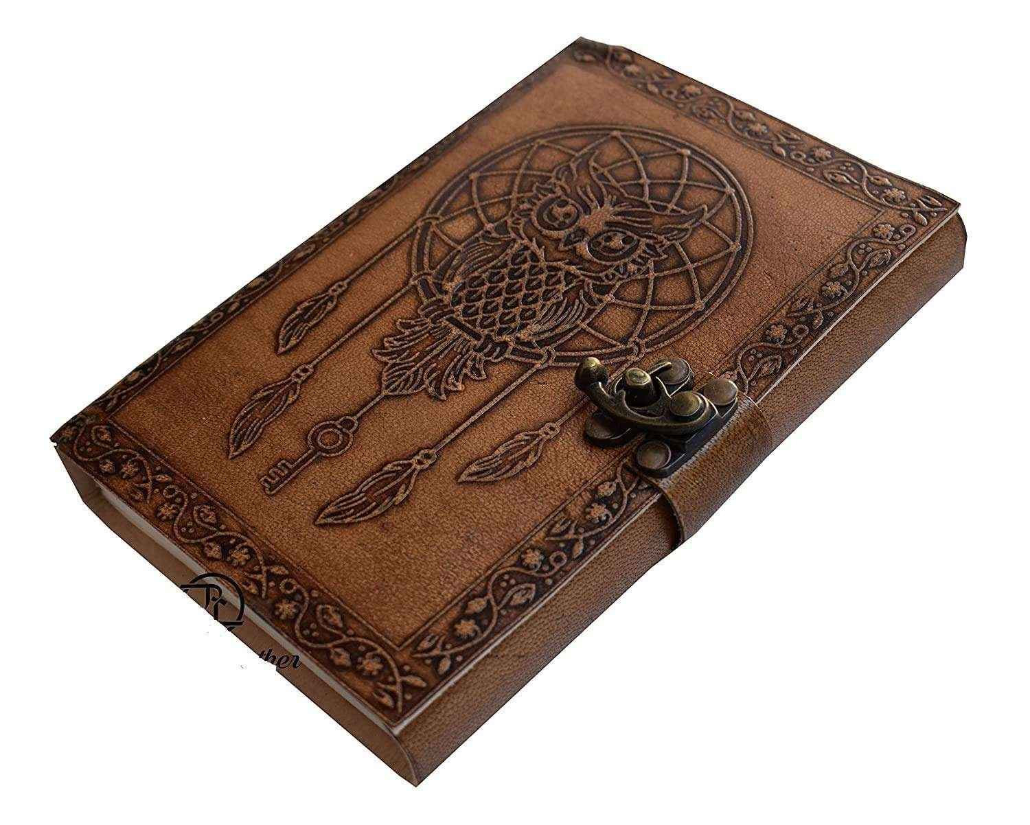 Leather Journal Diary with metal lock vintage Journal handmade 200 pages white unruled|travel Diary|personal journal -24