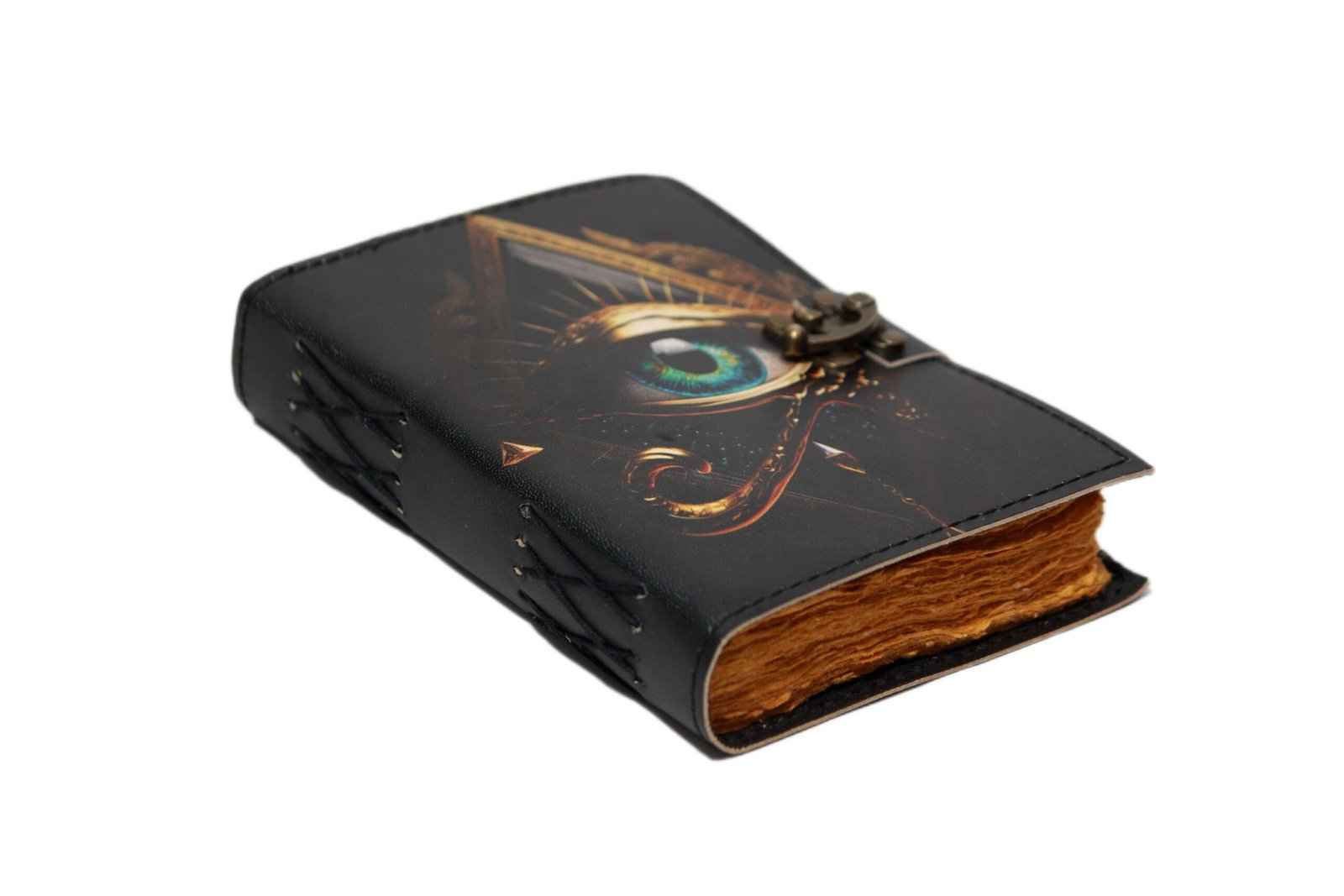 Genuine Leather Diary-Vintage Handmade Leather Journal-Premium Antique LOCK Closure-200 Handmade Deckle Edge Antique Pages -15