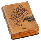 Vintage Handmade Genuine Leather Journal-Premium Antique Lock Closure-200 Handmade Brown Pages -12