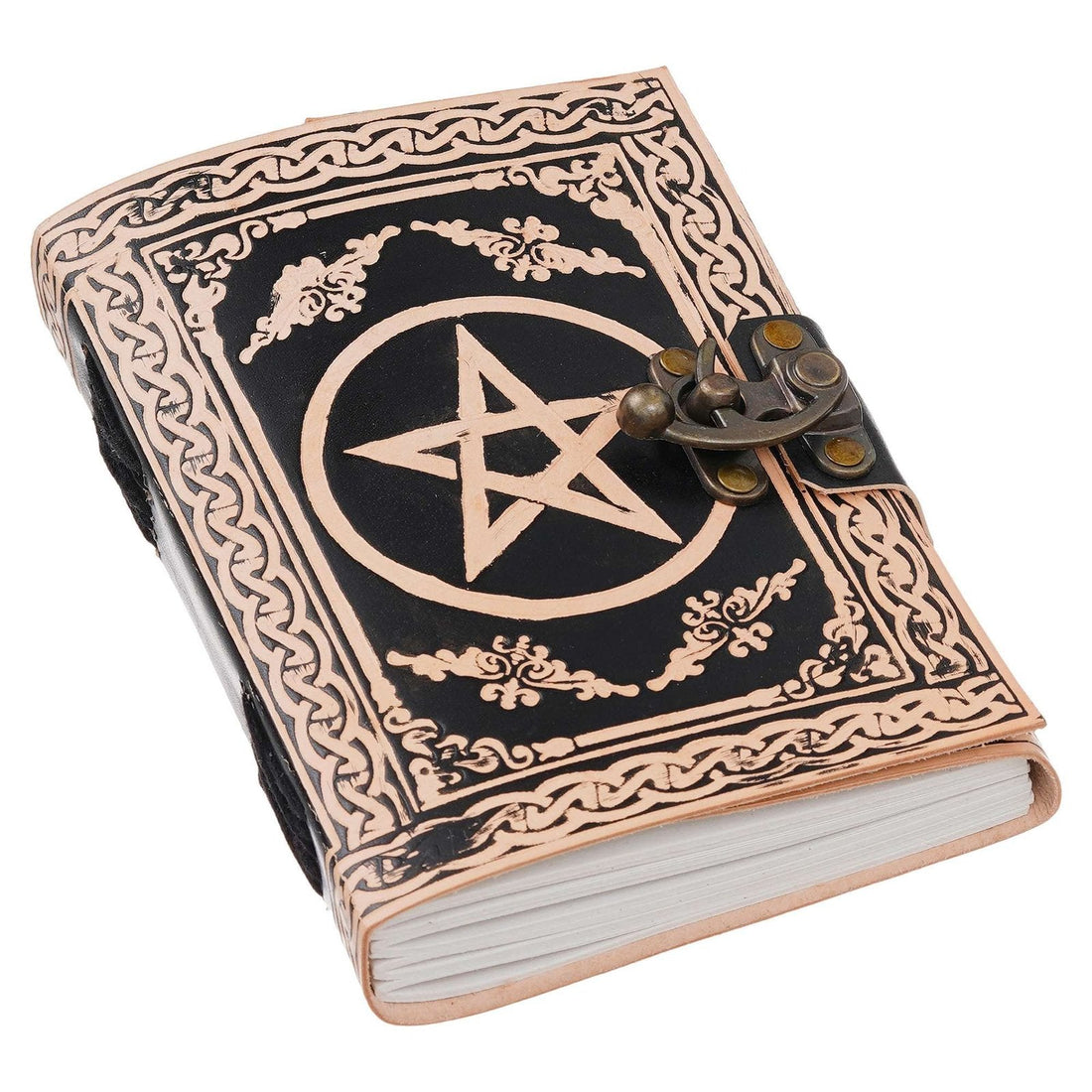 Vintage Handmade Genuine Leather Journal-Premium Antique Lock Closure-200 Handmade White Pages -16 - Navkar Handicrafts