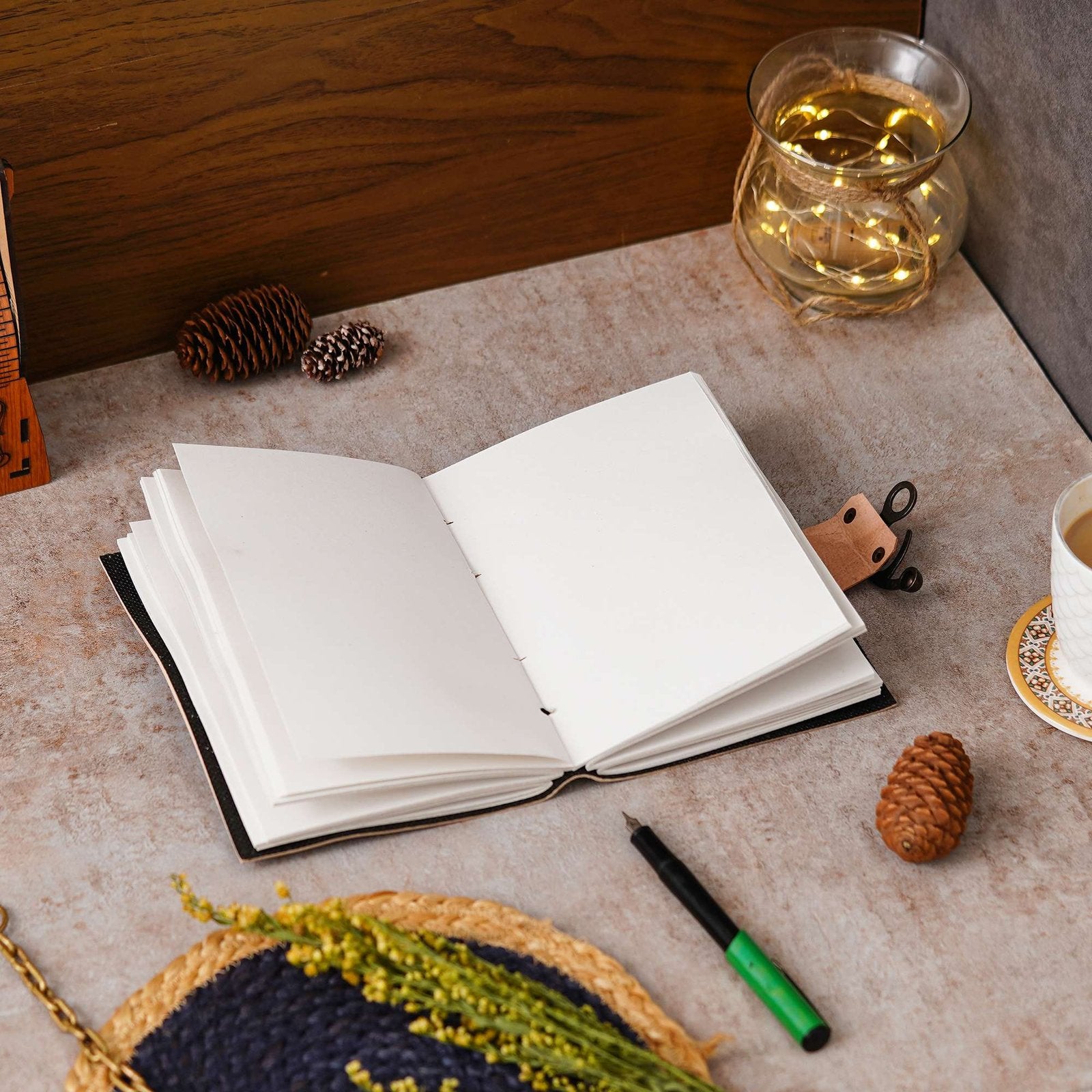 Vintage Handmade Genuine Leather Journal-Premium Antique Lock Closure-200 Handmade White Pages -21 - Navkar Handicrafts