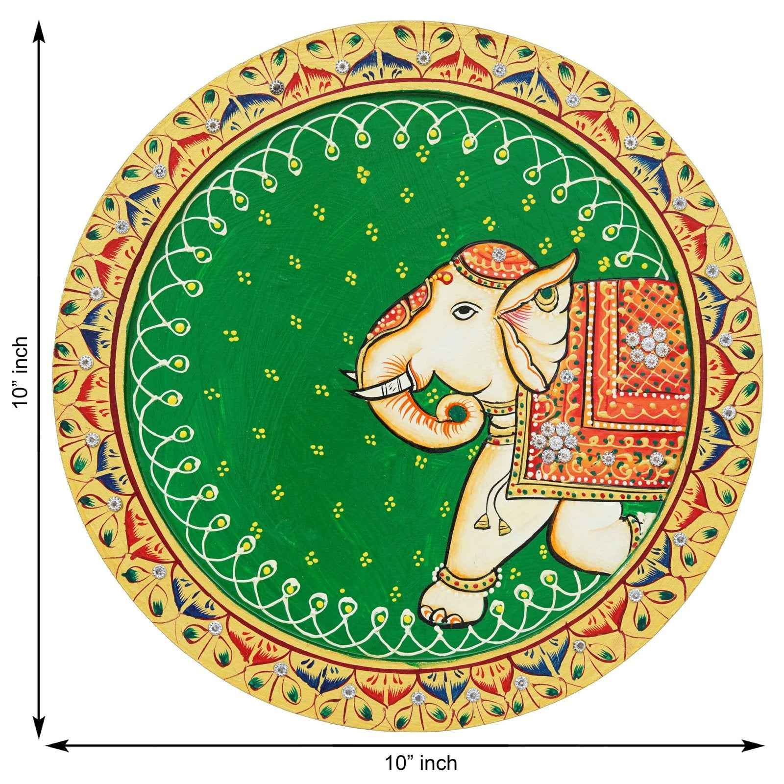 Sacred Cow Wooden Wall Plate-Devotional Pichwai Design (12x12 Inches)
