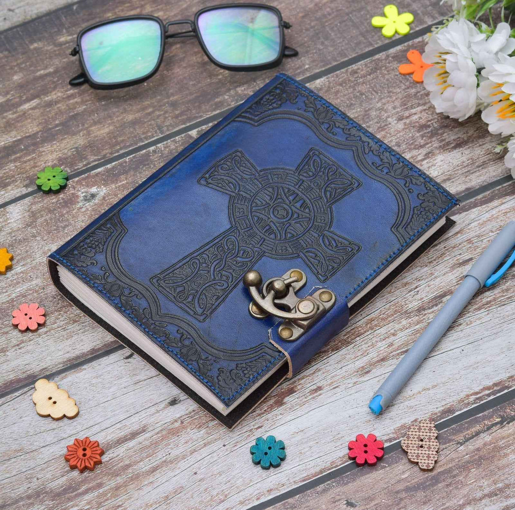 Leather Journal Diary with metal lock vintage Journal handmade 200 pages white unruled|travel Diary|personal journal -10