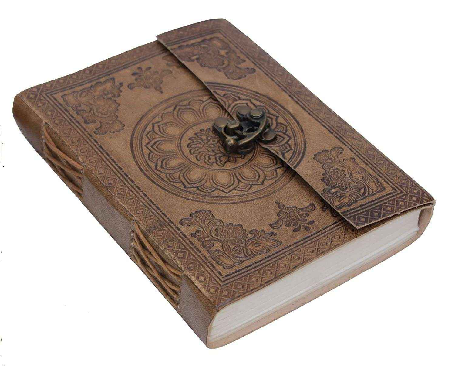 Leather Journal Diary with metal lock vintage Journal handmade 200 pages white unruled|travel Diary|personal journal -20