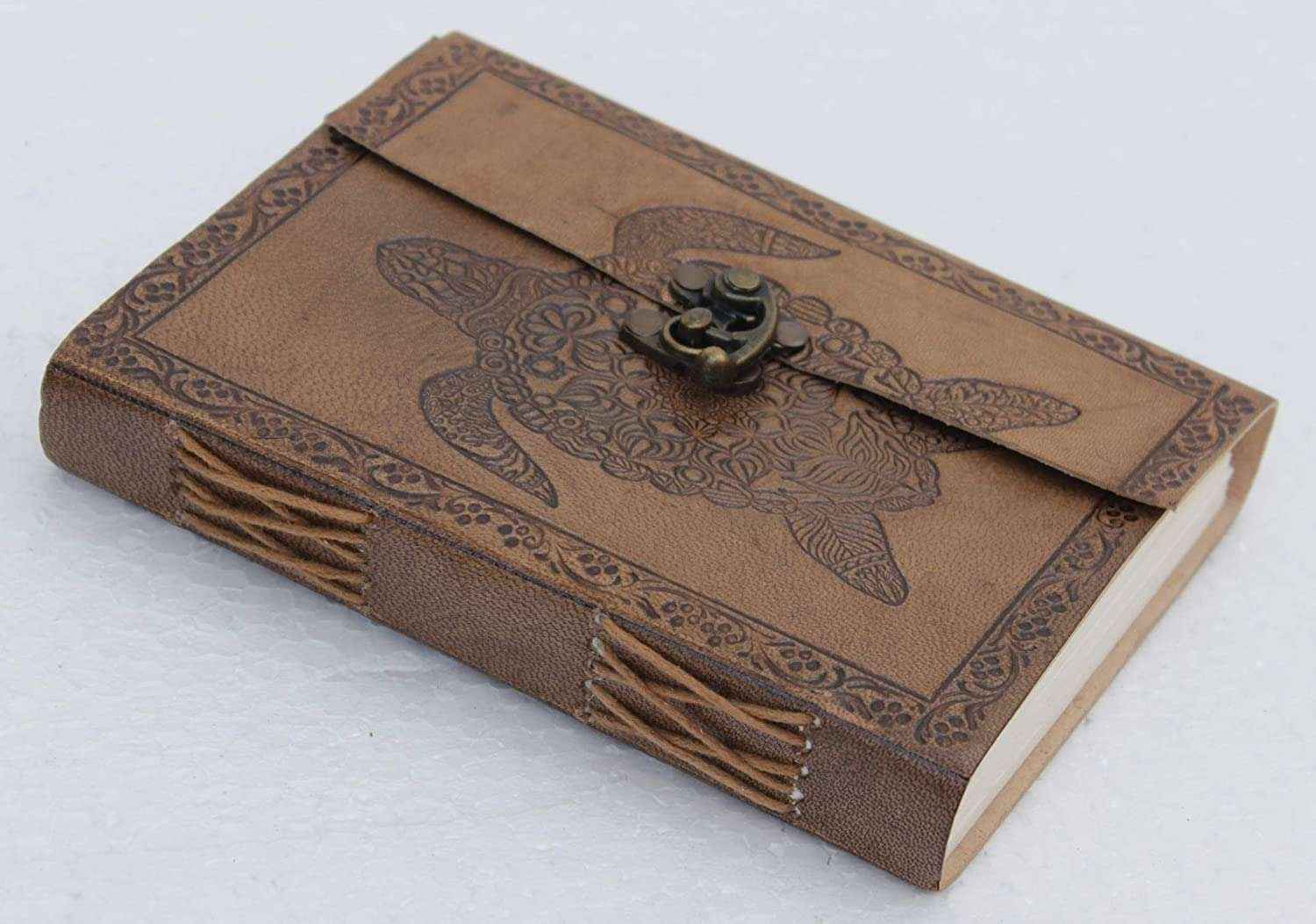 Leather Journal Diary with metal lock vintage Journal handmade 200 pages white unruled|travel Diary|personal journal -15
