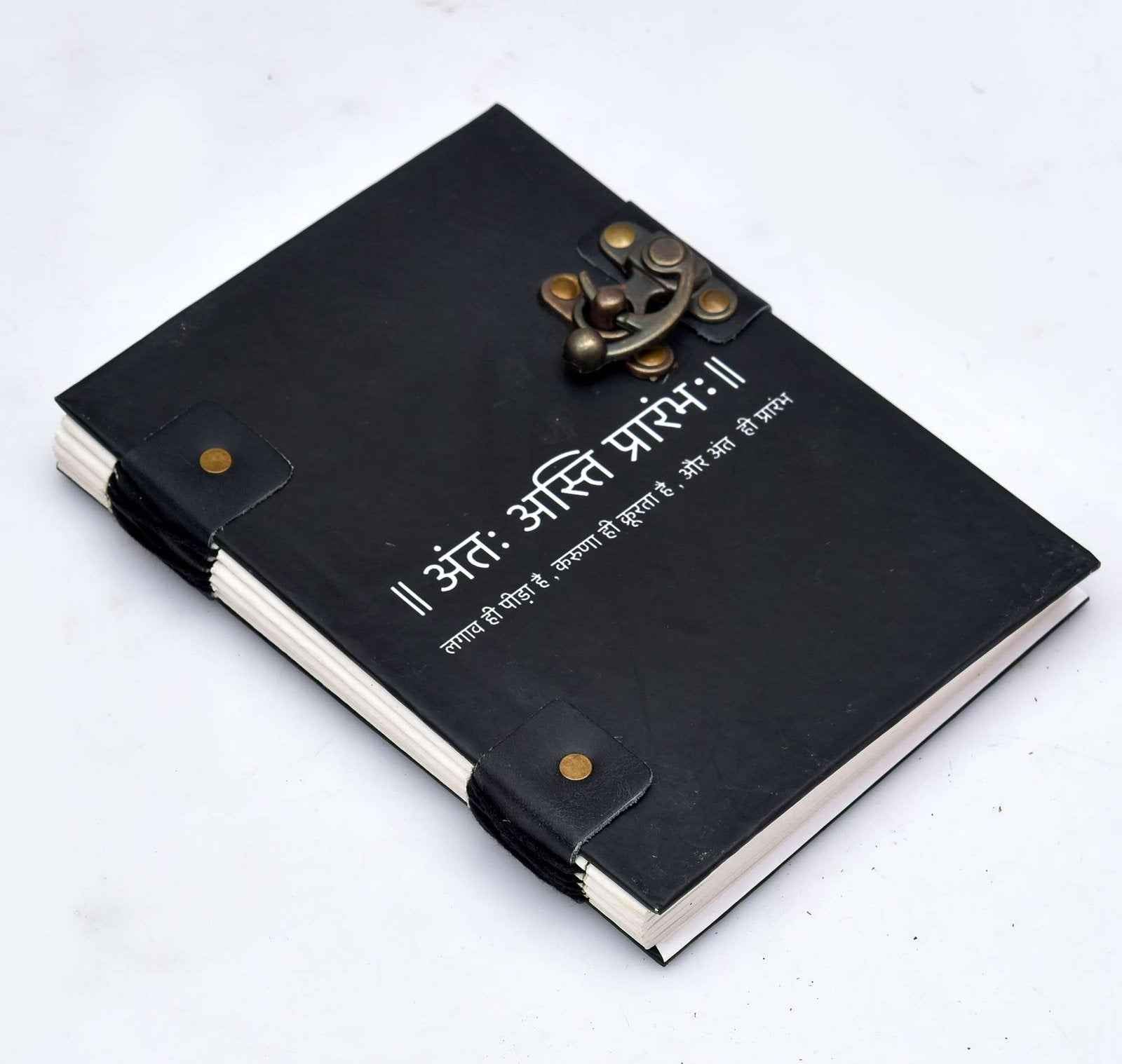 Leather Journal Diary with metal lock vintage Journal handmade 200 pages white unruled|travel Diary|personal journal -2