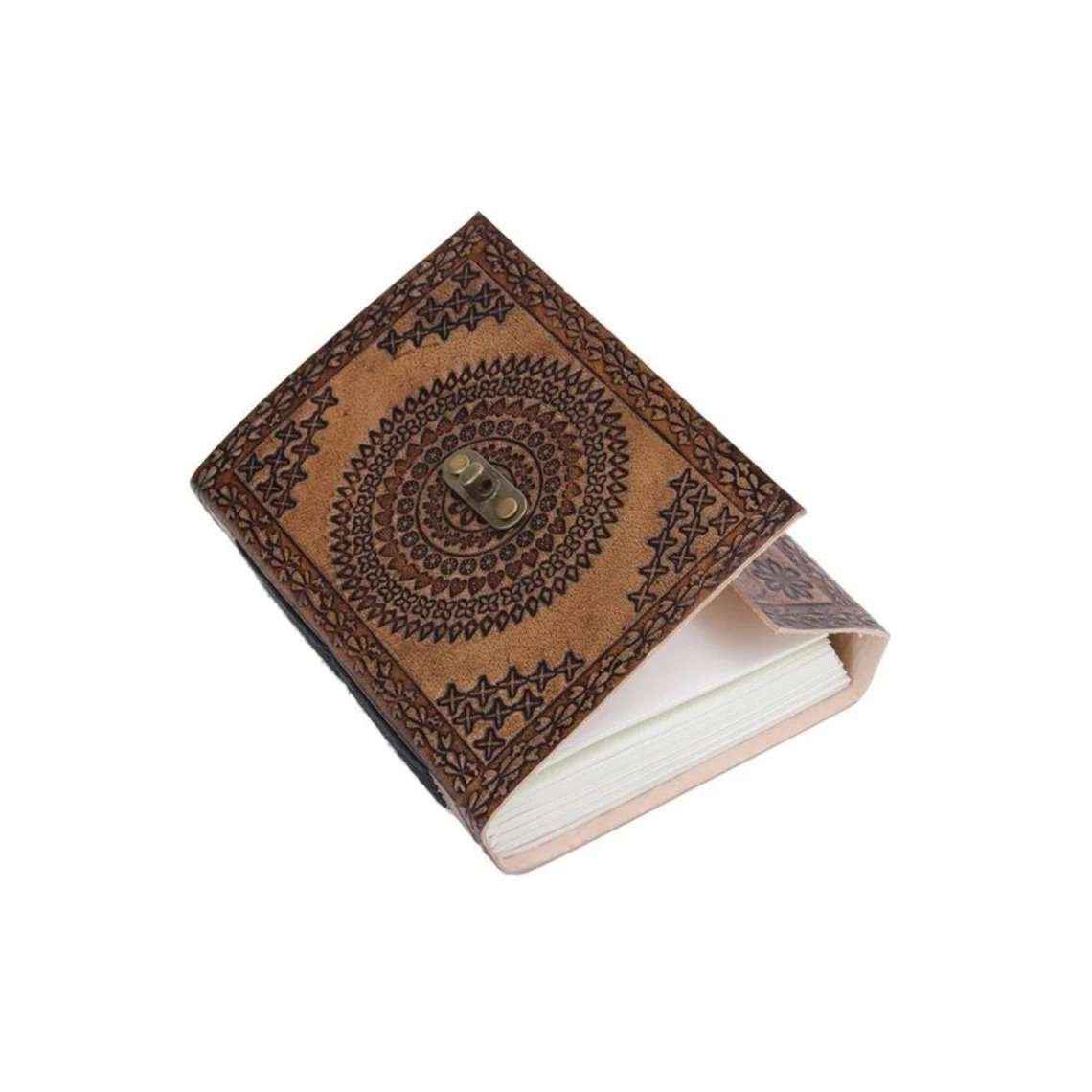 Leather Journal Diary with metal lock vintage Journal handmade 200 pages white unruled|travel Diary|personal journal -6