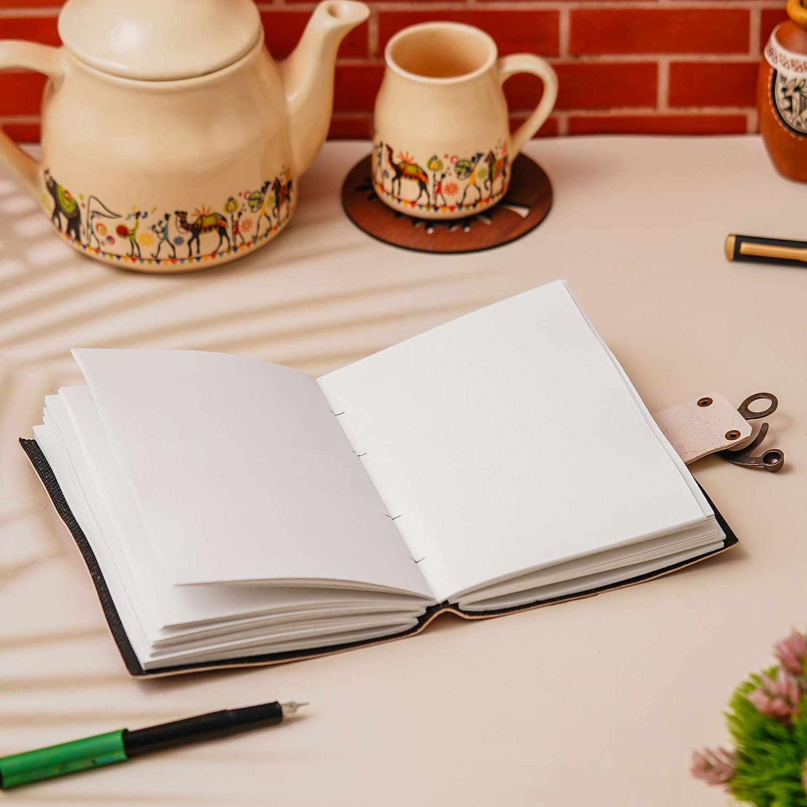 Vintage Handmade Genuine Leather Journal-Premium Antique Lock Closure-200 Handmade White Pages -30 - Navkar Handicrafts