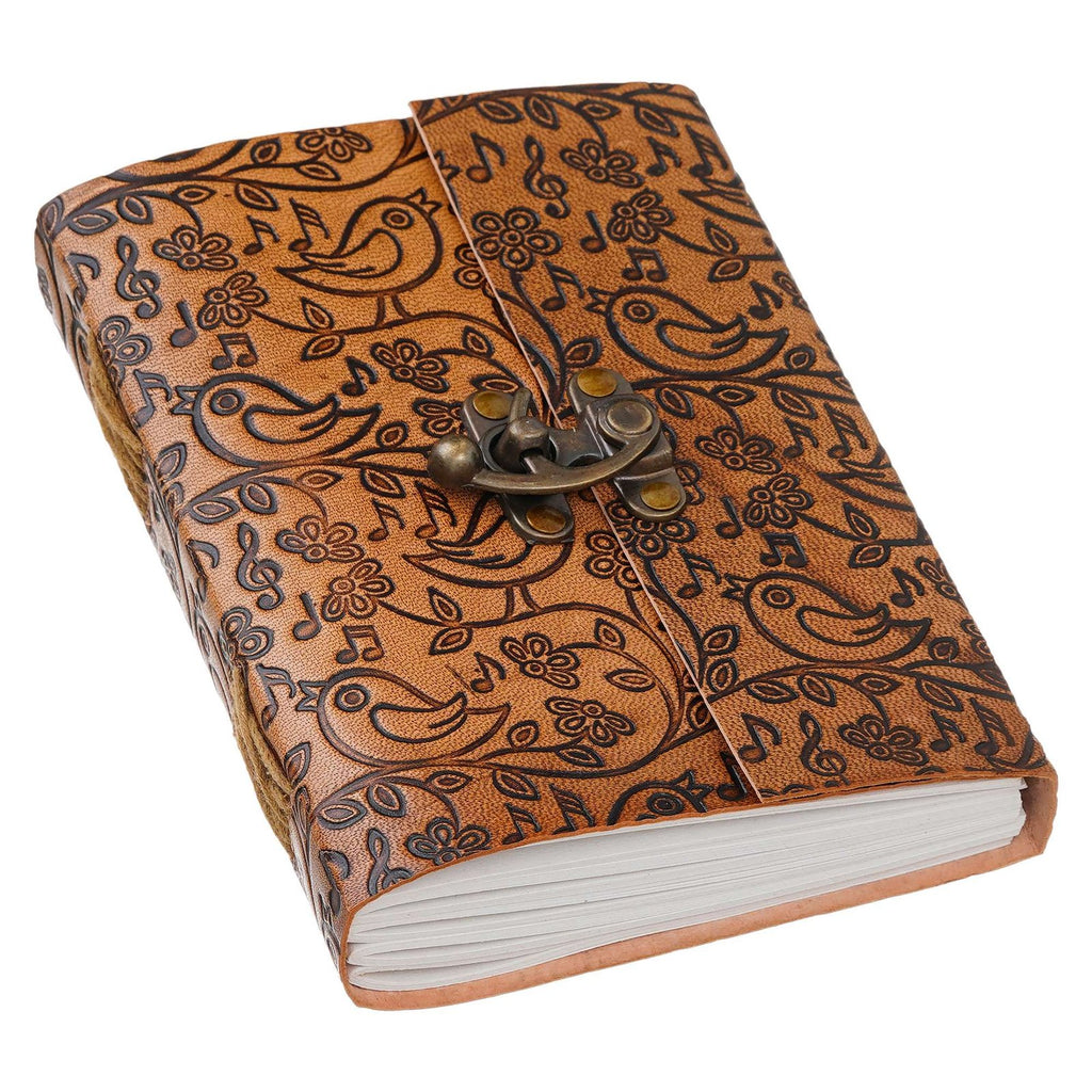 Vintage Handmade Genuine Leather Journal-Premium Antique Lock Closure-200 Handmade White Pages -23 - Navkar Handicrafts