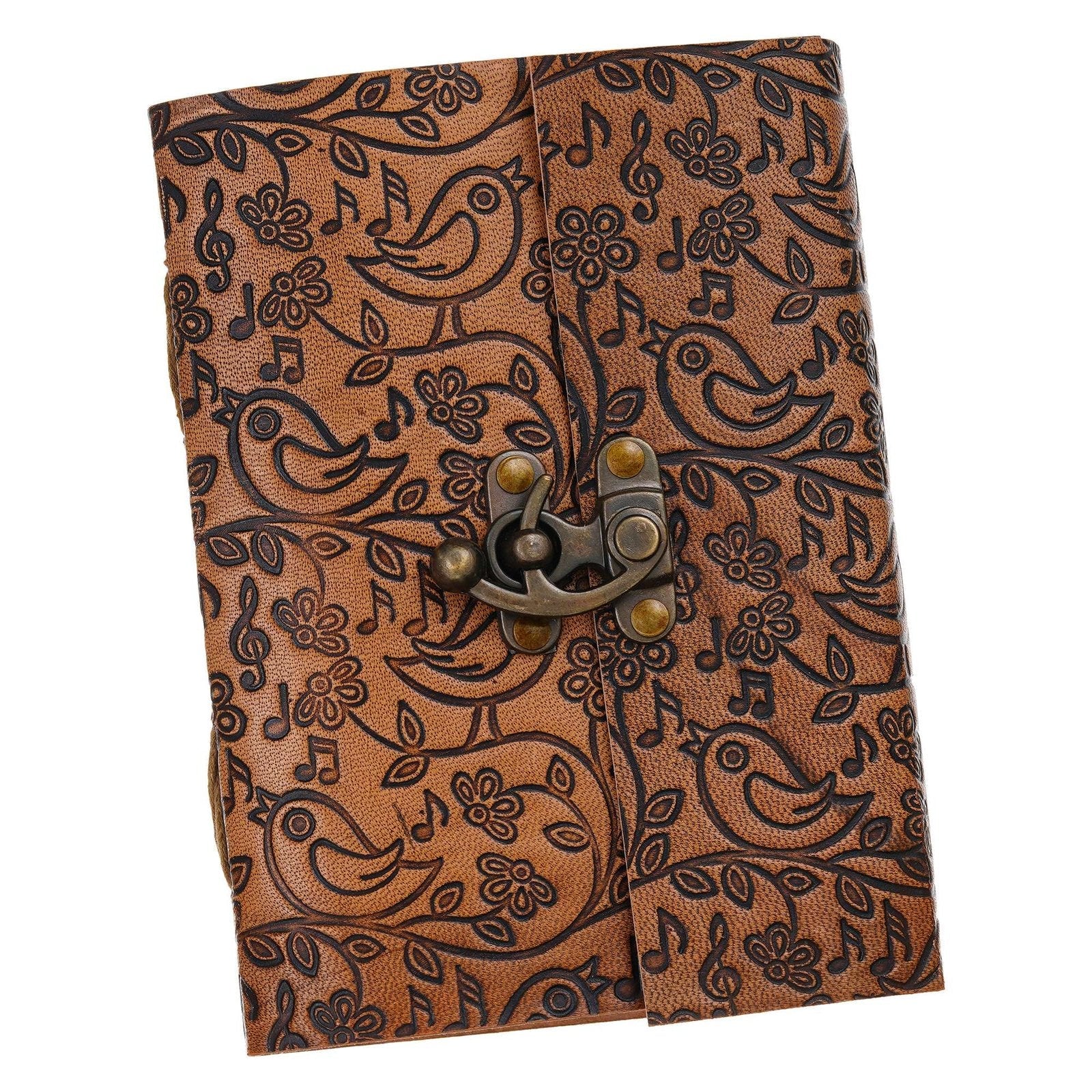 Vintage Handmade Genuine Leather Journal-Premium Antique Lock Closure-200 Handmade White Pages -23 - Navkar Handicrafts