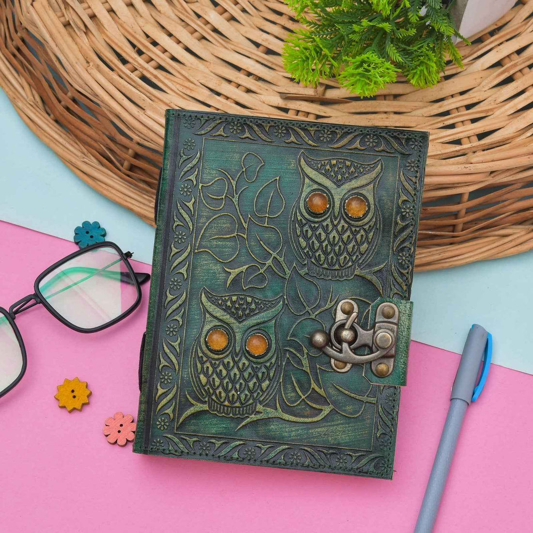 Leather Journal Diary with metal lock vintage Journal handmade 200 pages white unruled|travel Diary|personal journal -12
