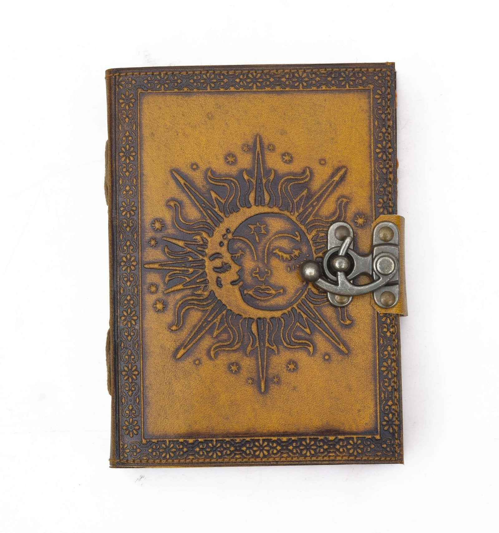 Leather Journal Diary with metal lock vintage Journal handmade 200 pages white unruled|travel Diary|personal journal -4