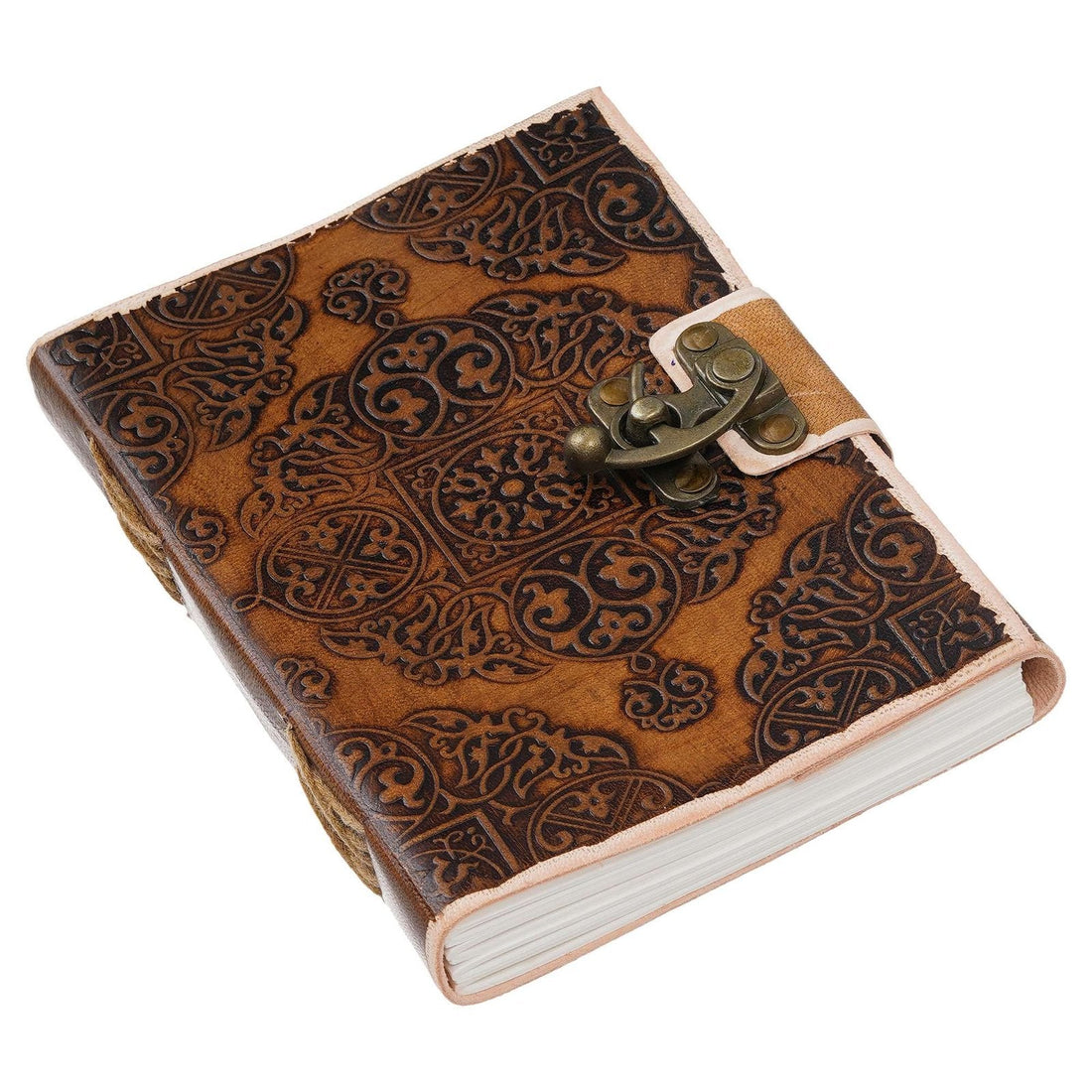 Vintage Handmade Genuine Leather Journal-Premium Antique Lock Closure-200 Handmade White Pages -20 - Navkar Handicrafts
